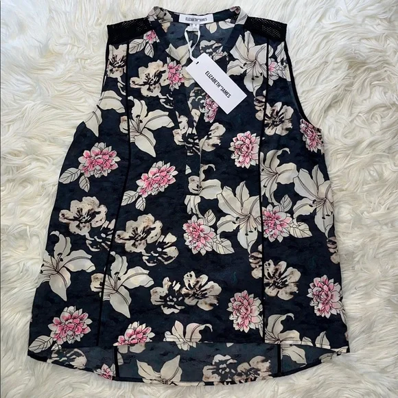 NWT Elizabeth and James Silk Sleeveless Blouse Top ~ in Lily Erwan Floral Print